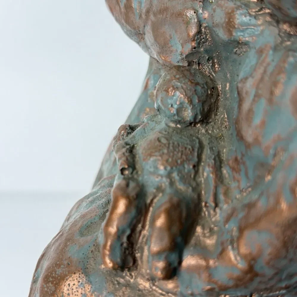 Metal Sculpture Figure Embracing Mother Father Baby 7